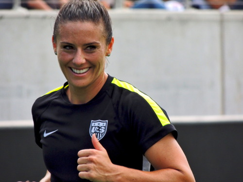 somearepirates:  Ali Krieger - Orlando Citrus Bowl Open Practice, 10.24.15seriously, y’all, this smile could eclipse the damn sun