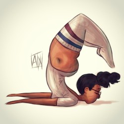 axart:  All females need to b able to do this lol #axcomix #flexiblechicks #thickyogis #fitthick