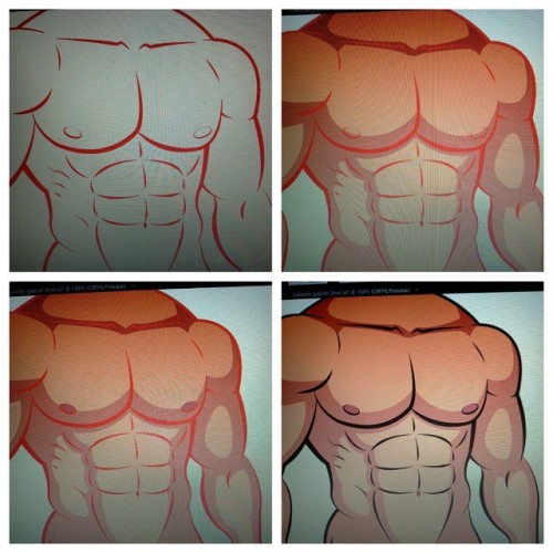 Step By Step To Trace This. #lineart #adobeillustrator #hugebody #pecs