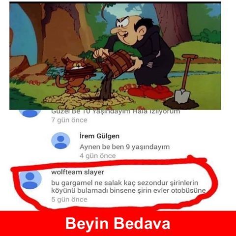 Bu gargamel ne salak kaç...