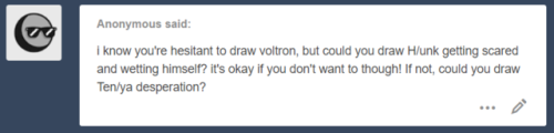 knifepups: anonymous said: i know you’re hesitant to draw voltron, but could you draw hunk gettings cared and wetting himself? im sorry his anatomy is so fucky but this situation has most definitely happened in the castle before asdjfas rip hunkhere’s