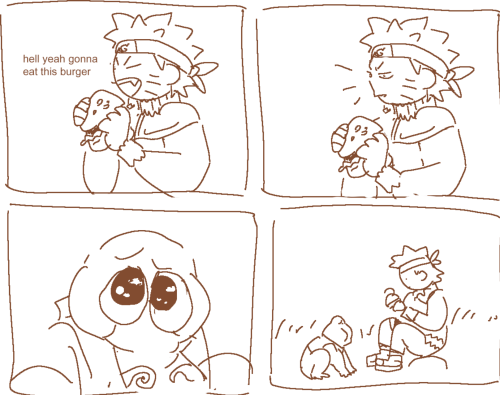 gelatomoon: i told my twitter followers to give me drawing prompts here is-naruto eating cheeseburge
