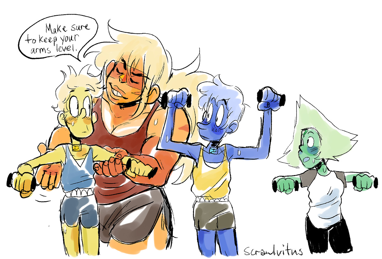 scrawlvitus:cardio coach jasper…and her problematic students :^o