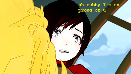 xekstrin:  RWBY AU where everything is the same except Yang always refers to Ruby by increasingly bizarre nicknames        