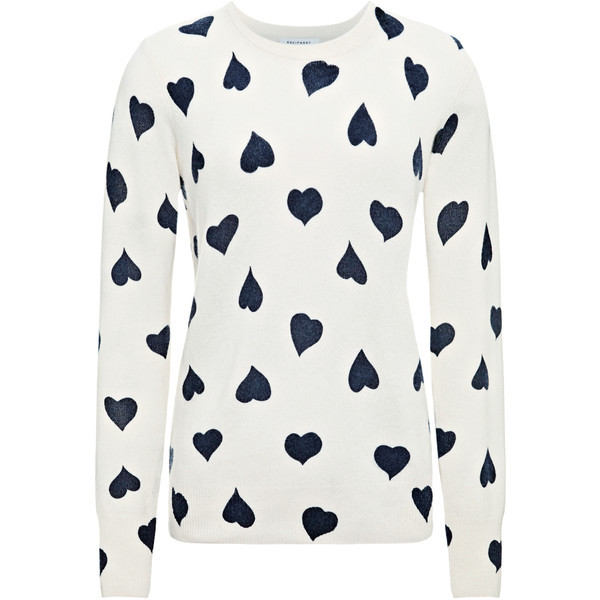 Equipment Shane Heart-Print Cashmere Sweater ❤ liked on Polyvore (see more navy blue sweaters)