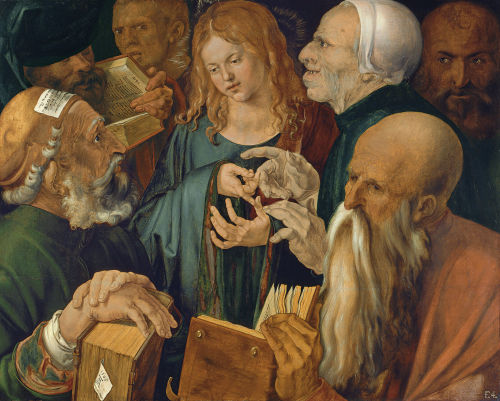 Albrecht Dürer, Christ among the Doctors, 1506. Oil on poplar panel, 65 × 80 cm. Thyssen-Bornemisza 