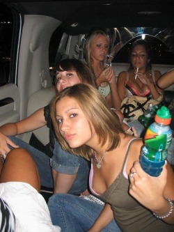 naked-party-girls:  I don’t see any naked party girls in this group yet, but I’m betting before the end of the night more than one of them will be and that at least two of them are making out with other girls in the limo. Post Your Drunk Party Girl