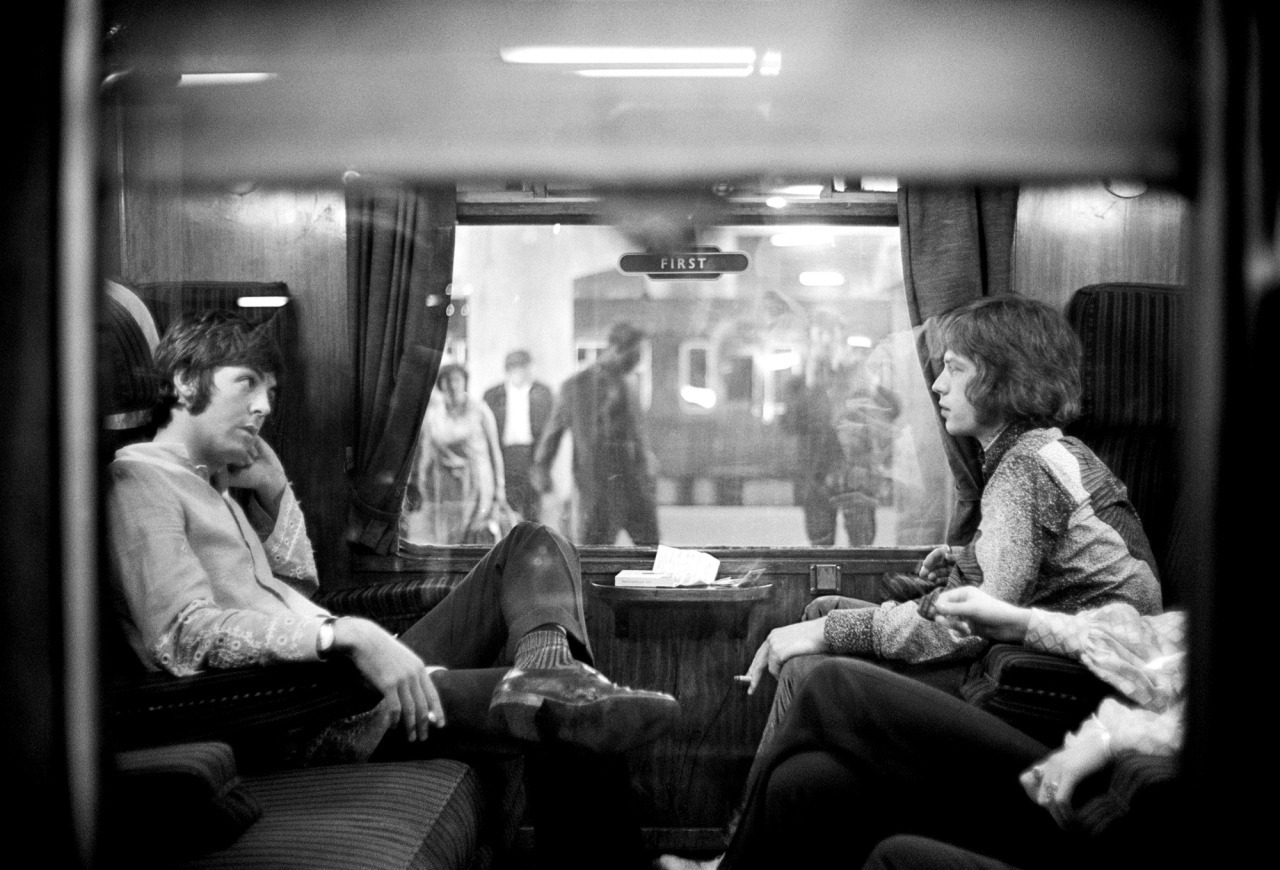 thegoldenyearz:  Paul McCartney and Mick Jagger travelling to Bangor to see Maharishi