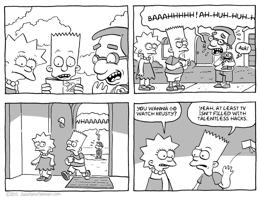 dakotamcfadzean:  I made this comic back in 2013 for a Simpsons fanzine that didn’t