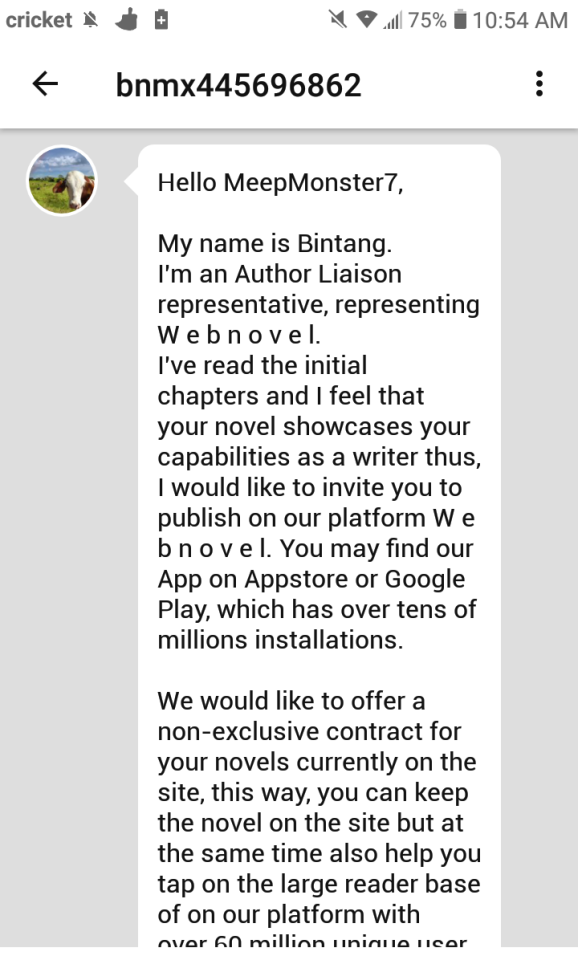 So... I Got A Message On My Wattpad Account...