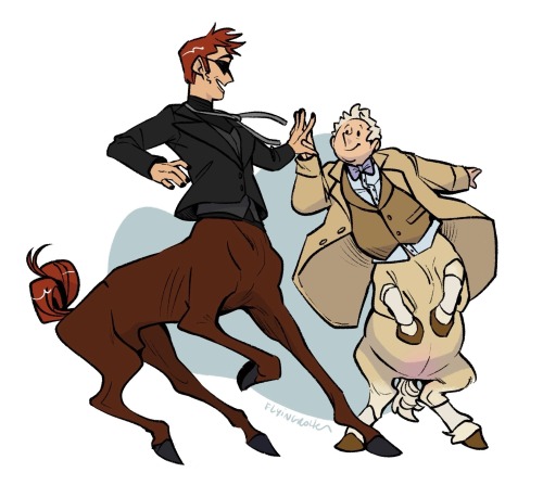 The Last Centaurs, Aziraphale And Crowley, And Their Little Foal Orion