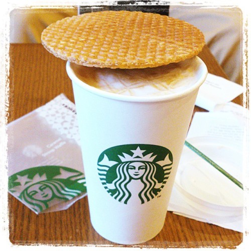 My regular #Starbucks, hot #Caramel #Machiato &amp; #Stroopwafel. - #coffee #Bandung #Indonesia #PVJ