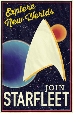 prjctpttct:  esc-ism:  I’ve been making vintage/WWII era-inspired Star Trek posters (in which I abuse textures) because those are two of my favorite things I’ll probably end up making more  Nice!