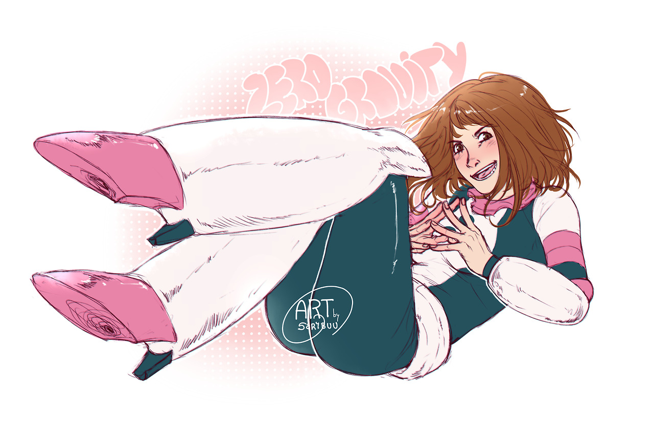 sarybuu: The girls are so pretty so I drew them both. &lt;3 Ochaco Uraraka and