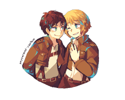 peppermint-captain:  i got into attack on titan and i had to draw these two cuties. uvu 