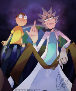 icecry:  Gettin’ yo ass handed to ya by the Sci-Fi Gansta himself. Just drawing my boys Rick and Morty in anticipation for the new Season coming out tonight. I wish the show best of luck and many many more successful season and a long run!Did this in