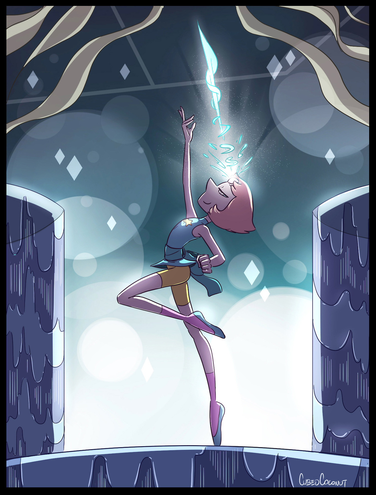 Here’s a spear-summoning Pearl commissioned by @nuo2x2I had a lot of fun drawing