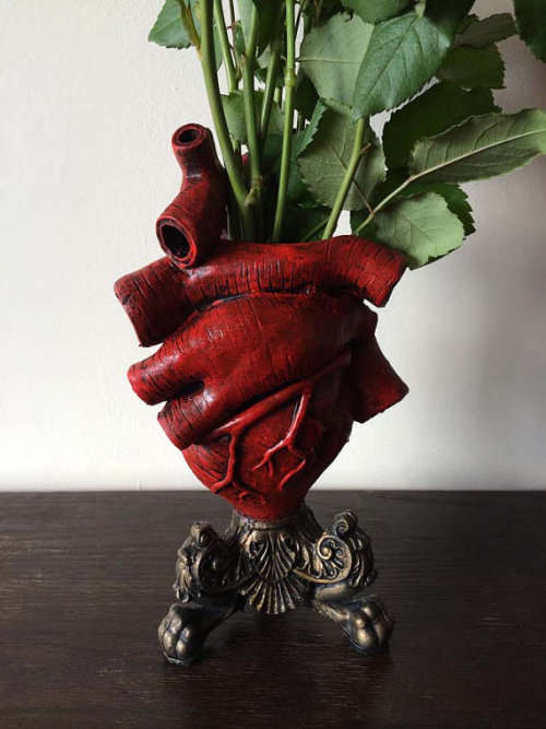 thegoblinmarketofficial:  Anatomical Heart Vase, Red Finish and Anatomical Heart Vase, Pewter FinishBy Dellamorte & Co.Available here: https://www.etsy.com/listing/189493225/anatomical-heart-vase-red-finish?ref=shop_home_active_5