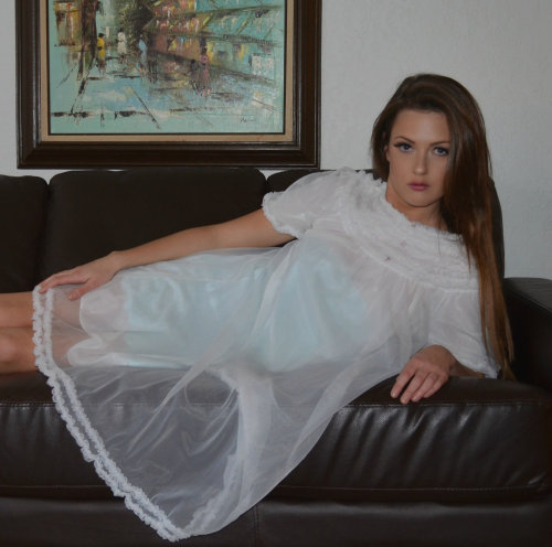 tracys-glamour-blog:RUFFLED White Chiffon Vintage Babydoll Nightgown by empressjade on We Heart It -