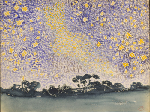 artist-cross: Landscape with Stars, 1908, Henri-Edmond Cross