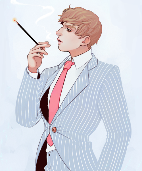 kidkoma:I drew Reigen in a pinstripe suit but at what cost…..