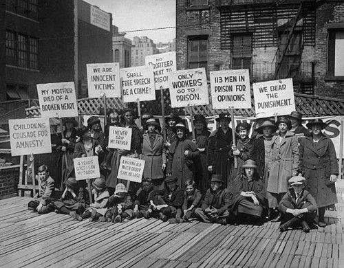 The children of political prisoners incarcerated during World War I stop in New York City on their w