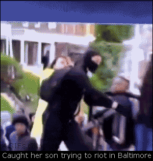 scrottie-mc-boogerballs:anunreliablesource:  4gifs:  Just lost his street cred.  Momma ain’t happy about your life choices  Good job mother! More moms like this and there wouldn’t be much of a gang or protestor problem