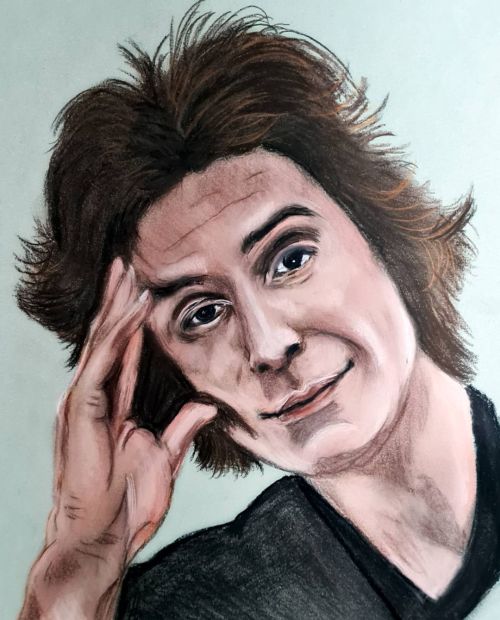 He’s not like everybody else.Ray Davies from a photo by Allan Tannenbaum. #myart #art #paste