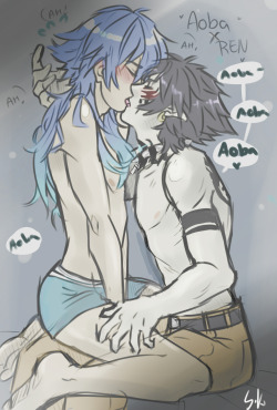 everlast-forever-shine:you got to love the way ren says his name omg.Ahem anyway for Raven again,Her favorite couple from dmmd I’m glad she’s kicking my butt to draw. ..yeah butt butts aobs butt. bed for me. 