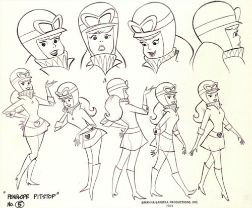 Hanna-Barbera model sheets for Penelope Pitstop, Dick Dastardly and Muttley. Oh, and Captain Caveman