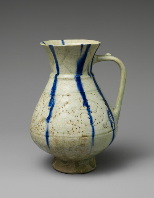 met-islamic-art: White Ewer with Blue Streaks, Islamic ArtH. O. Havemeyer Collection, Gift of Horace