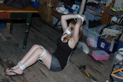 This one shouldn&rsquo;t be tied down.  She should be punished severely then forced to clean this disaster of a room under a very close watch.
