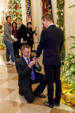 buzzfeedlgbt:  Caught On Camera. Over the weekend, U.S. Marine Corps captain Matthew Phelps proposed to his partner Ben Schock during a visit to the White House. 