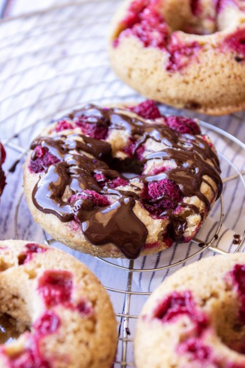 Vegan Gluten-free Baked Raspberry & Vanilla Donut