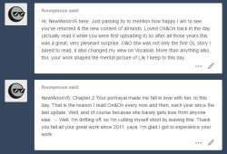 Shit, you guys are way too nice! And here I’m just feeling awful leaving the story unfinished as it is (´༎ຶ ͜ʖ ༎ຶ `) All my planning of editing it and wrapping it up is being forever delayed between by flaming passion for RWBY and the&hellip;.