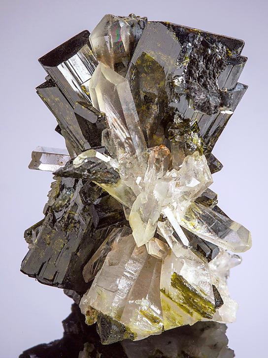 mineralists:  Cluster of Epidote crystals with Quartz Green Monster Mountain, Alaska