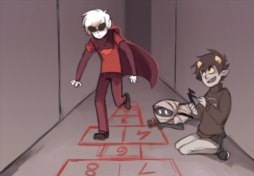 those Dave and Karkat panels I did for the update :^) although I was just suspecting they might be in an update and didn’t actually know(and yeah I don’t have the actual panel with the hopscotch d sorry!)