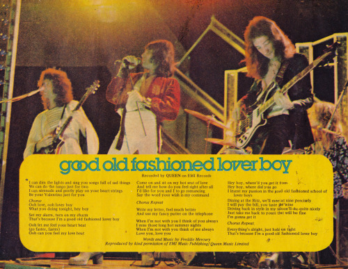 fuckyeahmercury:Good Old Fashioned Lover Boy Lyrics poster