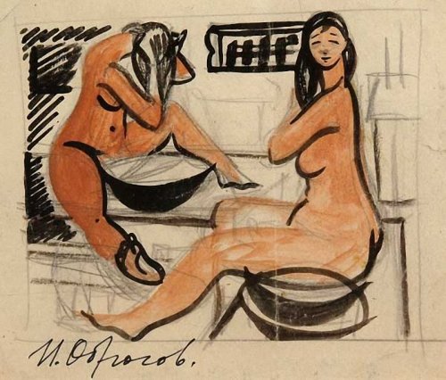 youcannottakeitwithyou:Igor Obrosov (Russian, 1930-2010)Women in a banya