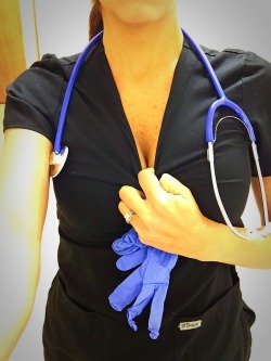 realvoyuercouple:  She’s one sexy nurse! Can’t wait for her shift to be over! Going to be a good night…