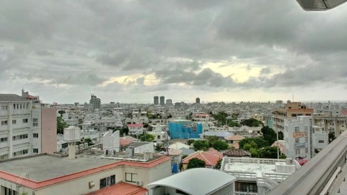 Naha skyline seen from monorail station.