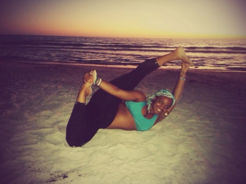 Sunset yoga on the beach with Junior Beast