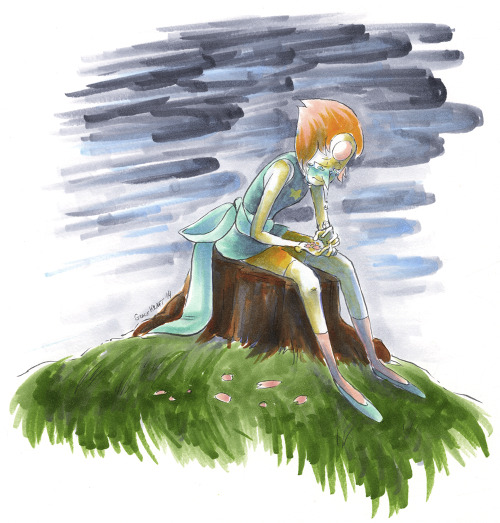 klaskysucks:  gracekraft:  Man, she probably planted that tree. I was too lazy to scan this yesterday, but purplekecleon was asking around for sad Pearls and I wanted to draw a sad Pearl anyway so here we are.  I’m seriously tearing up 