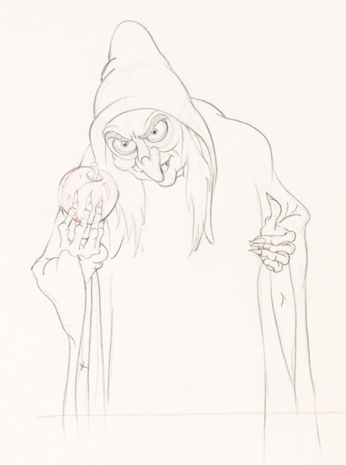 The Old Hag. Great design.Animation drawing from Disney’s Snow White and the Seven Dwarfs (1937).