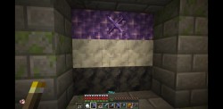 whycraft:[ID: A stronghold 3x3 doorway that is covered by an amethyst geode. The