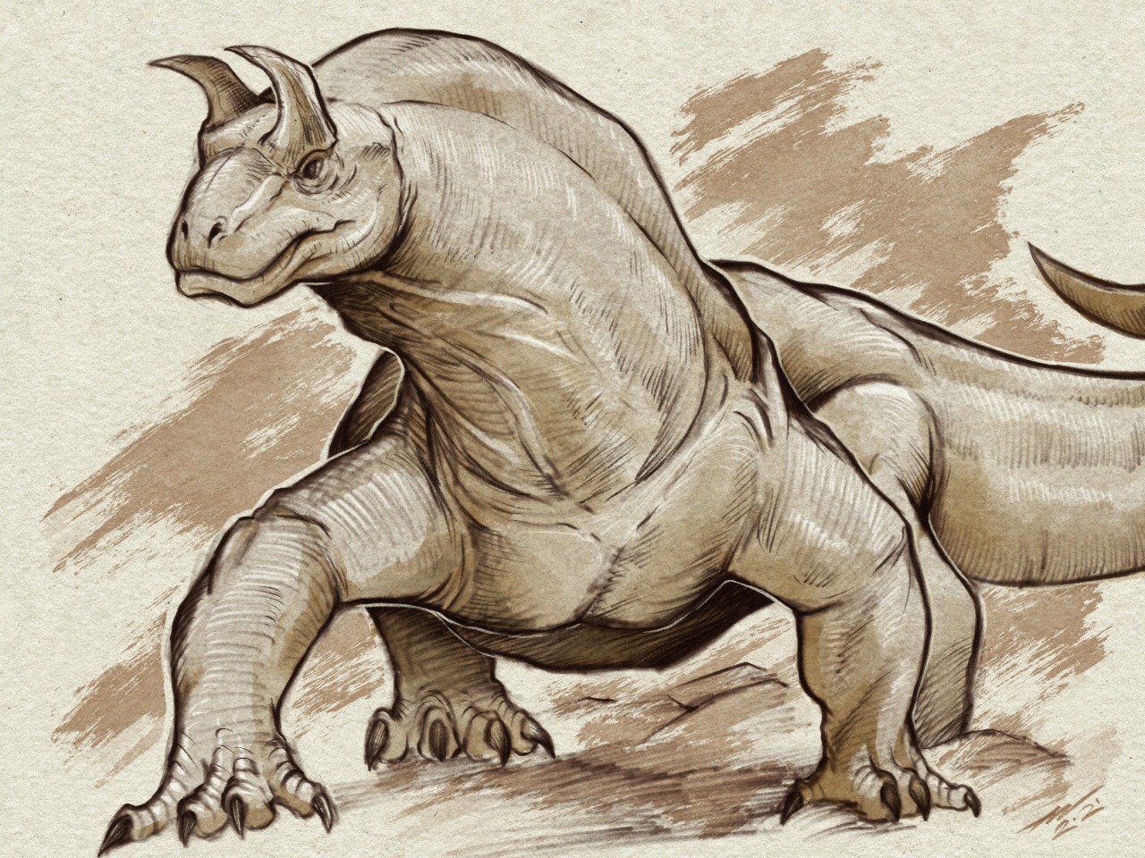 Hi there! Sketch: Shringasaurus, inspired by the new ⁦E.D.G.E video, I just need to draw this awesome beast