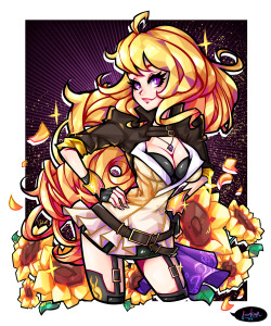 juuri-kun:  redrew that old yang drawing i did way back in 2014! aaah so much yellow