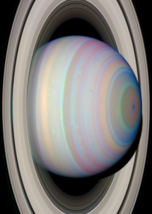 thedemon-hauntedworld: The Slant on Saturn’s Rings This image from NASA’s Hubble Space T