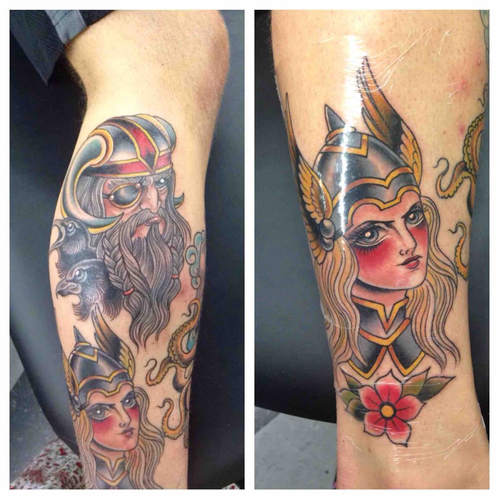 techtattoosmotocars:  Odin &amp; Valkyrie tattoo. Done by Azha @ Twisted Anchor,