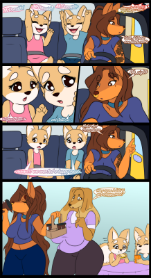 neronovasart: Going to the Drive-thru Been wanting to make a comic for a while and this seemed like some good  practice.  Plus I had this idea for a long time. Mabel, Demi and the  lovely twins Stacy and Frankie all belong to @cherrikissu    aww X3